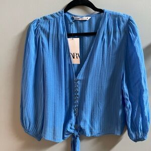 Blue Button-Down Women's Top